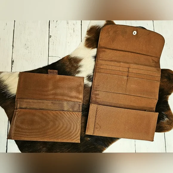 Vintage Relic Fossil Brown Pebbled Leather Trifold Wallet & Checkbook Wallet Set - Picture 3 of 13